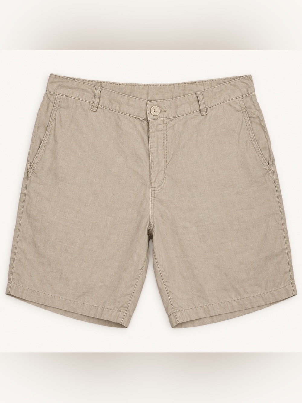 Saks Fifth Avenue Beige Flat-Front Linen Men’s Shorts